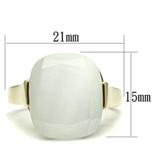 GL309 - IP Gold(Ion Plating) Brass Ring with Synthetic Cat Eye in White LuxuryLifeWay Online Store