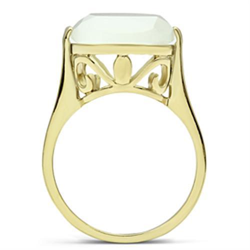 GL309 - IP Gold(Ion Plating) Brass Ring with Synthetic Cat Eye in White LuxuryLifeWay Online Store