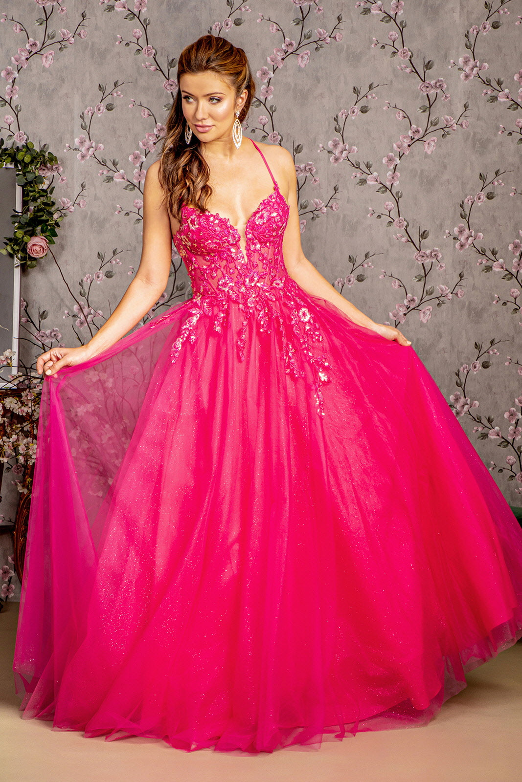 Sequin Glitter Sheer Corset Bodice Mesh A-line Long Dress LuxuryLifeWay Online Store