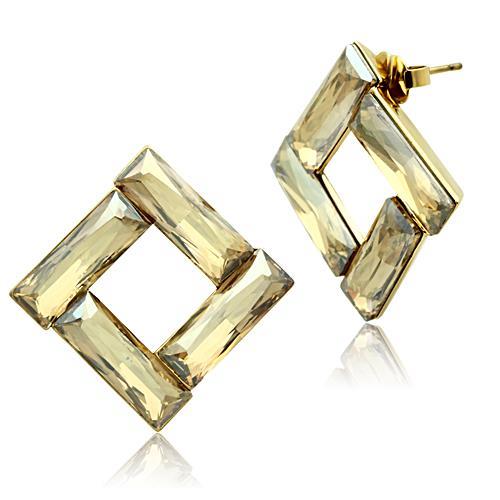 GL344 - IP Gold(Ion Plating) Brass Earrings with Top Grade Crystal  in Topaz LuxuryLifeWay Online Store