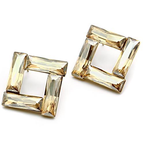 GL344 - IP Gold(Ion Plating) Brass Earrings with Top Grade Crystal  in Topaz LuxuryLifeWay Online Store