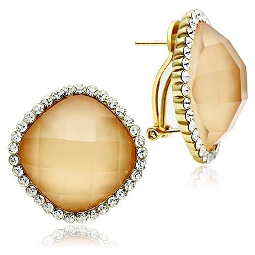 GL345 - IP Gold(Ion Plating) Brass Earrings with Synthetic Synthetic Stone in Orange LuxuryLifeWay Online Store