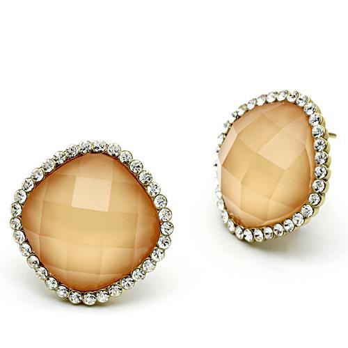 GL345 - IP Gold(Ion Plating) Brass Earrings with Synthetic Synthetic Stone in Orange LuxuryLifeWay Online Store