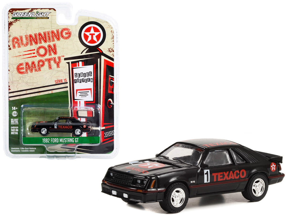 1982 Ford Mustang GT #1 Black "Texaco" "Running on Empty" Series 15 1/64 Diecast Model Car by Greenlight LuxuryLifeWay Online Store