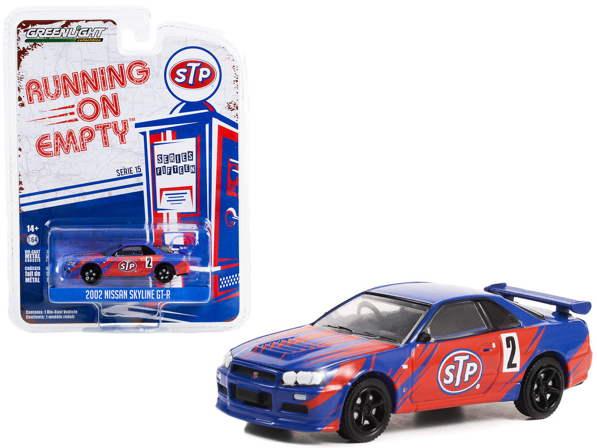 2002 Nissan Skyline GT-R (R34) #2 Blue with Red Graphics "STP" "Running on Empty" Series 15 1/64 Diecast Model Car by Greenlight LuxuryLifeWay Online Store