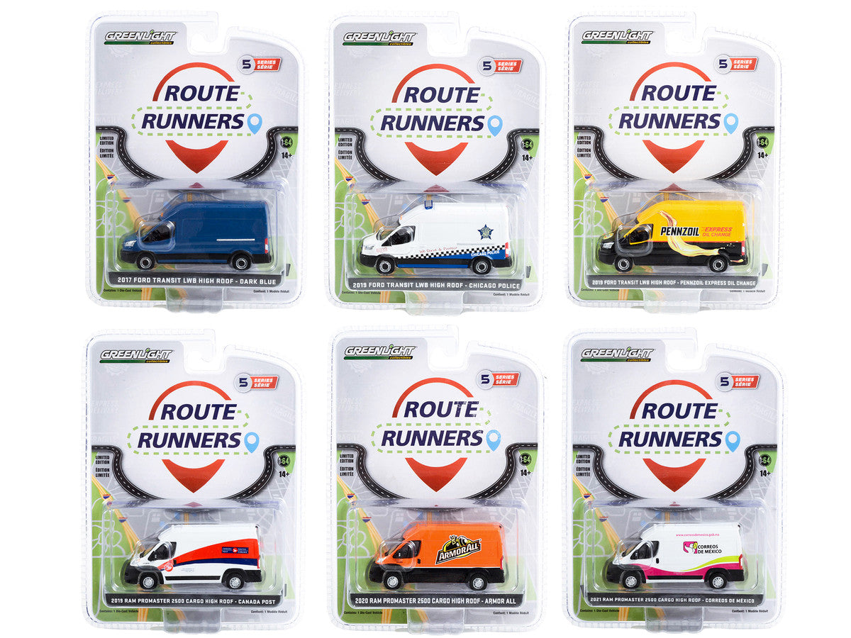 "Route Runners" Set of 6 Vans Series 5 1/64 Diecast Model Cars by Greenlight LuxuryLifeWay Online Store