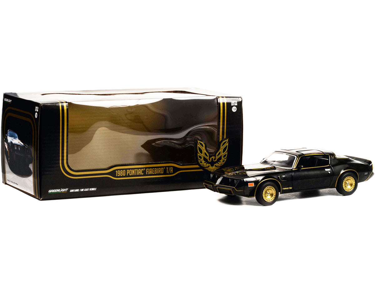 1980 Pontiac Firebird Trans Am T/A Turbo 4.9L Starlite Black with Golden Eagle Hood and Stripes 1/24 Diecast Model Car by Greenlight LuxuryLifeWay Online Store
