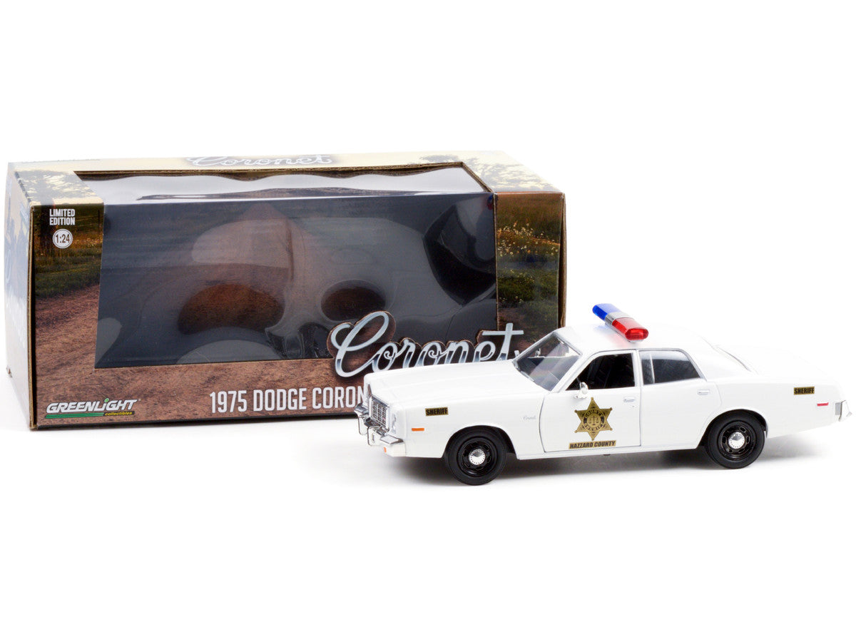 1975 Dodge Coronet White "Hazzard County Sheriff" 1/24 Diecast Model Car by Greenlight LuxuryLifeWay Online Store