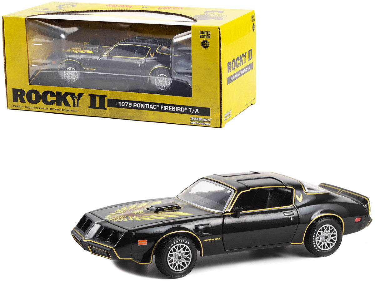 1979 Pontiac Firebird T/A Trans Am Black with Hood Phoenix "Rocky II" (1979) Movie 1/24 Diecast Model Car by Greenlight LuxuryLifeWay Online Store