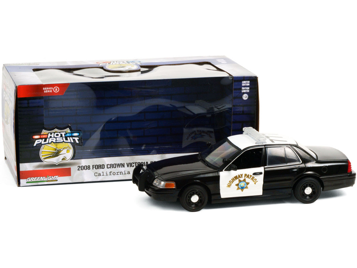 2008 Ford Crown Victoria Police Interceptor Black and White CHP "California Highway Patrol" "Hot Pursuit" Series 1/24 Diecast Model Car by Greenlight LuxuryLifeWay Online Store