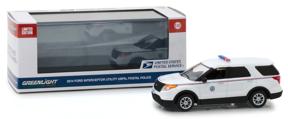 2014 Ford Interceptor Utility Postal Police "United States Postal Service" (USPS) White 1/43 Diecast Model Car by Greenlight LuxuryLifeWay Online Store