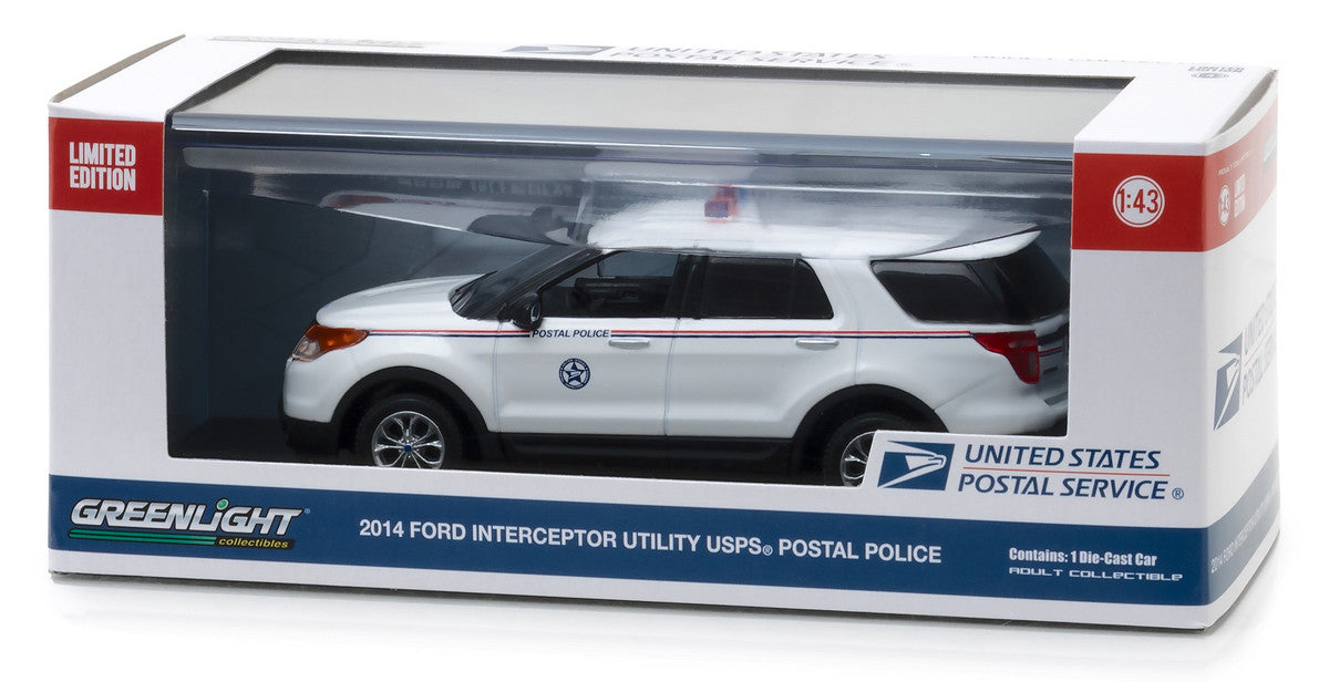 2014 Ford Interceptor Utility Postal Police "United States Postal Service" (USPS) White 1/43 Diecast Model Car by Greenlight LuxuryLifeWay Online Store
