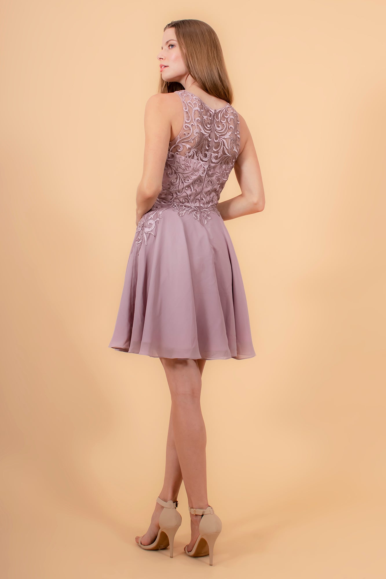 Embroidered Bodice Chiffon Short Dress LuxuryLifeWay Online Store