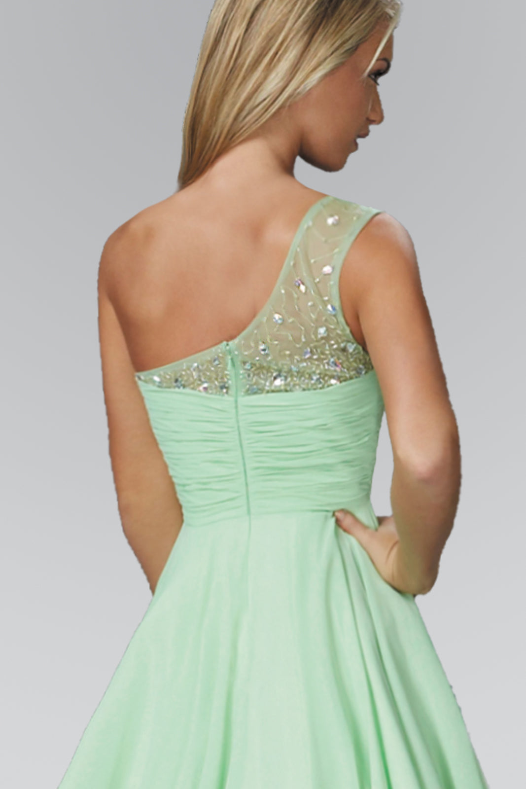 One Shoulder Chiffon Short Dress with Bead Detailing LuxuryLifeWay Online Store