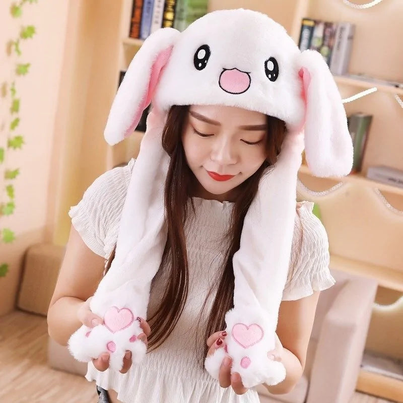 Rabbit Ear Airbag Hat: Fun Plush Toy Cap for Kids and Adults