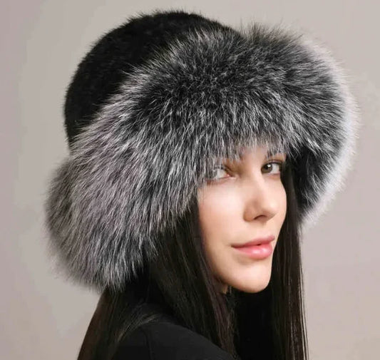 Mink Hair Hat - Lady Braided Fur Winter Hat