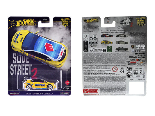 2023 Toyota GR Corolla "Rain X" Yellow "Slide Street 2" Series Diecast Model Car by Hot Wheels LuxuryLifeWay Online Store