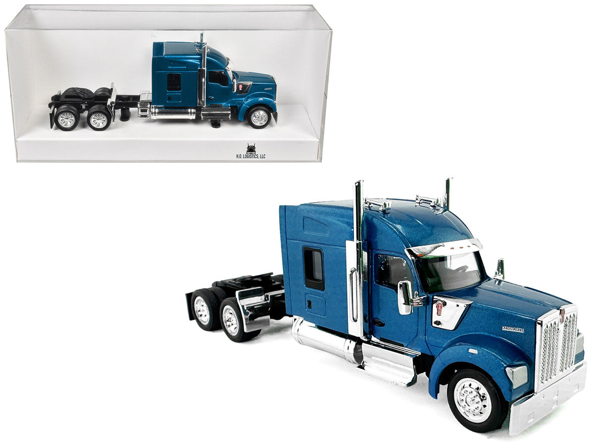 Kenworth W990 with Stand Up Sleeper Cab Blue Metallic 1/87 (HO) Plastic Model Car by HO Logistics LuxuryLifeWay Online Store