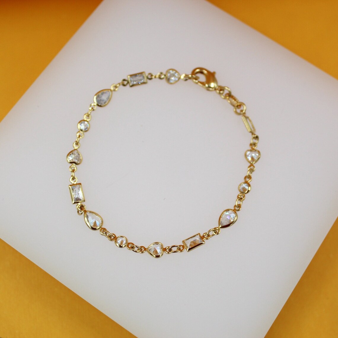 Clear CZ Stone Shape Mix Charm Necklace (I503)(H148) LuxuryLifeWay Online Store