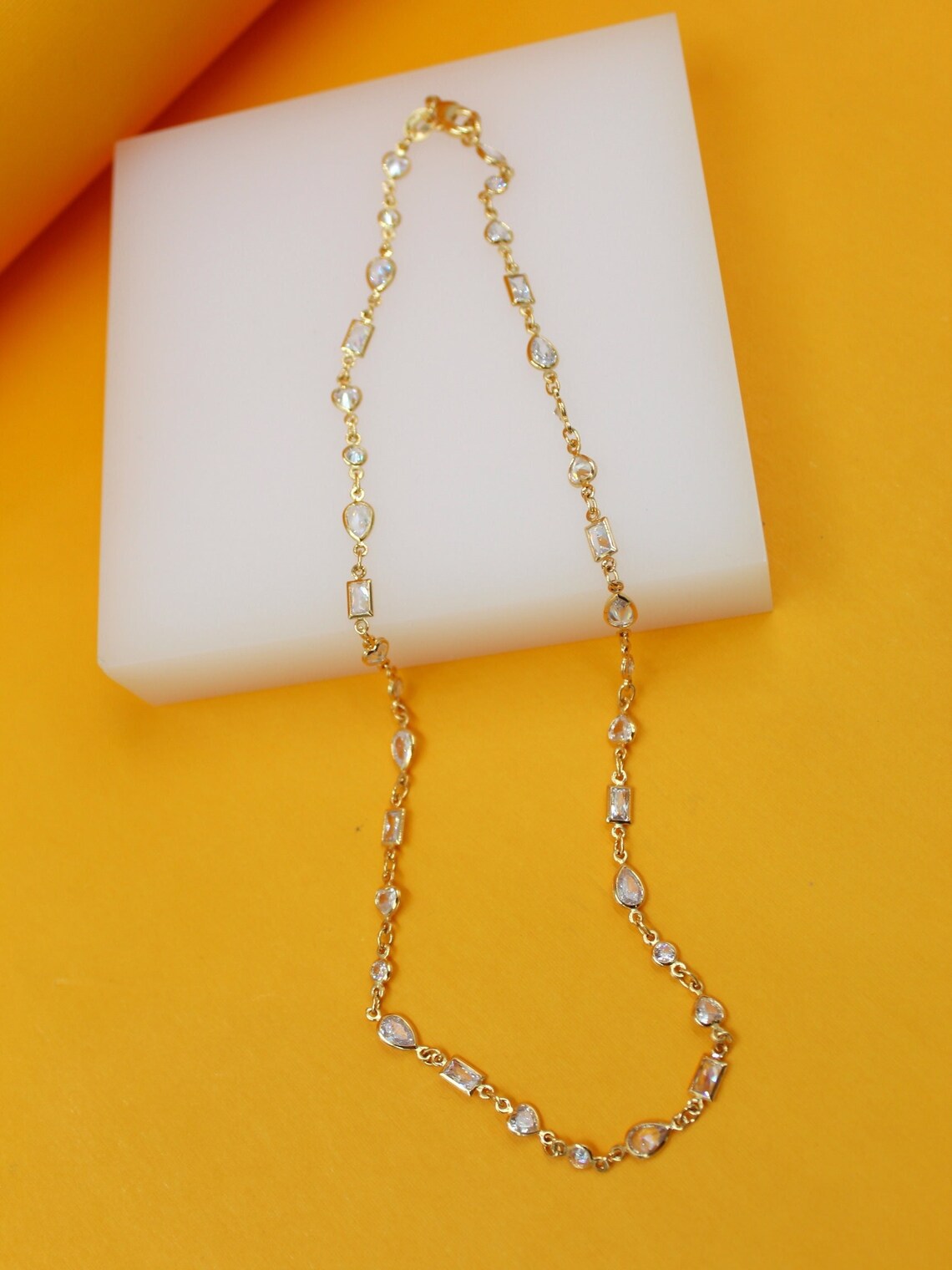 Clear CZ Stone Shape Mix Charm Necklace (I503)(H148) LuxuryLifeWay Online Store