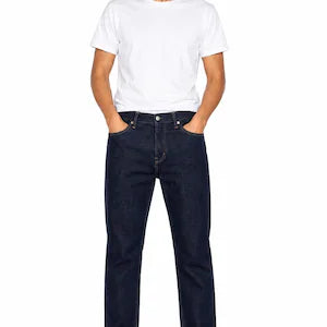 Men's Dark Wash Slim Fit Jeans | Beige Contrast Stitch Denim Pants NorixaFashion.com