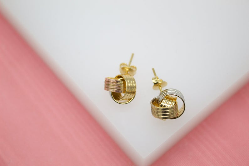 18K Gold Filled Wire Knot Rings Stud Earrings LuxuryLifeWay Online Store
