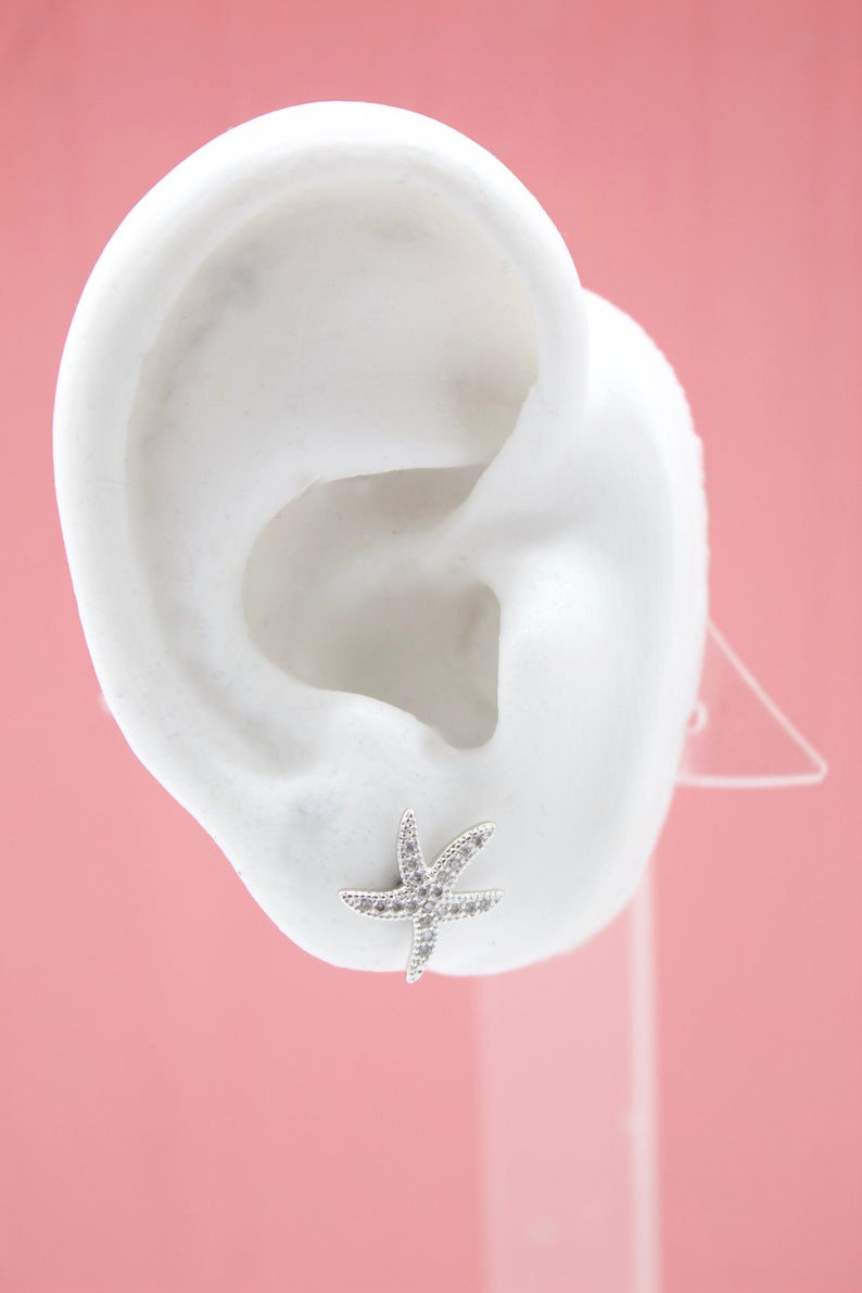 18K Gold Filled CZ Cubic Zirconia Star Fish Earring (K238) LuxuryLifeWay Online Store