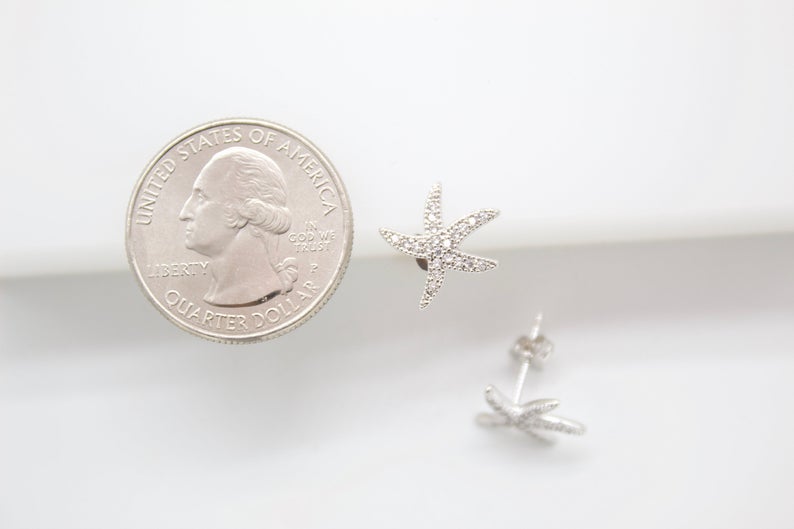 18K Gold Filled CZ Cubic Zirconia Star Fish Earring (K238) LuxuryLifeWay Online Store