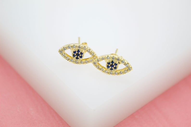 18K Gold Filled Evil Eye Red, Blue, Purple Stud Earrings (L1) LuxuryLifeWay Online Store