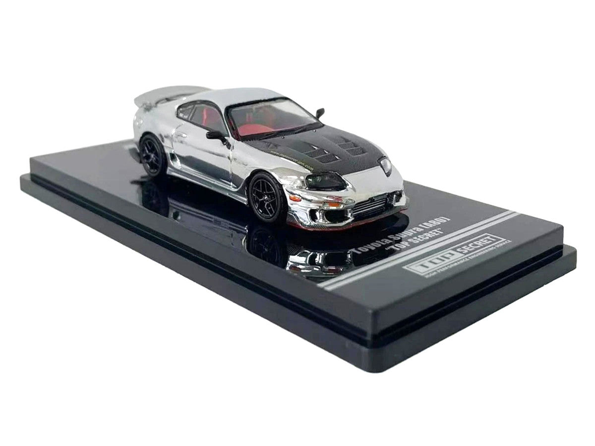 Toyota Supra (A80) "Top Secret" GT300 RHD (Right Hand Drive) Chrome with Carbon Hood and Red Interior "Tokyo Auto Salon 2026 Event Exclusive" 1/64 Diecast Model Car by Inno Models LuxuryLifeWay Online Store