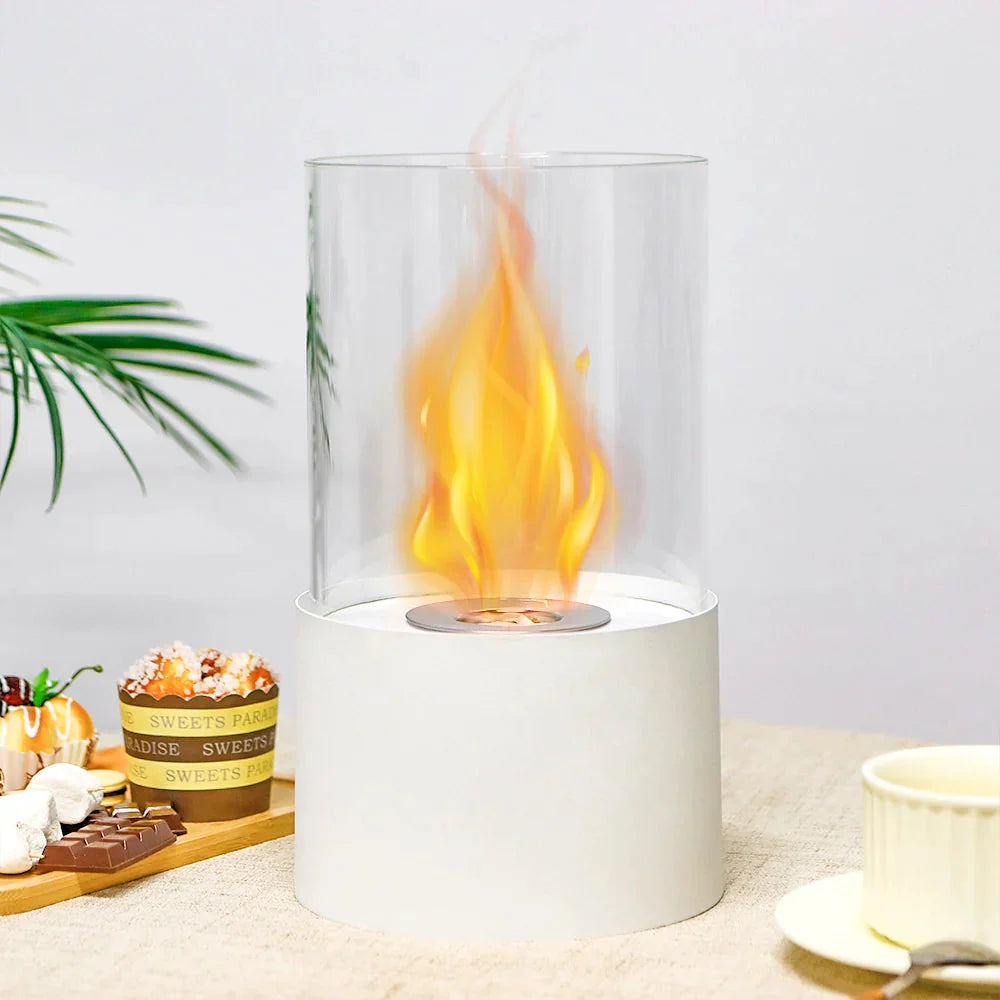11.4"H  Round Portable Tabletop Fireplace(white) LuxuryLifeWay Online Store