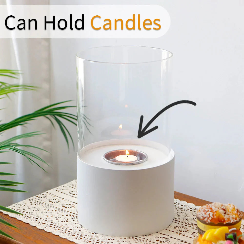 11.4"H  Round Portable Tabletop Fireplace(white) LuxuryLifeWay Online Store