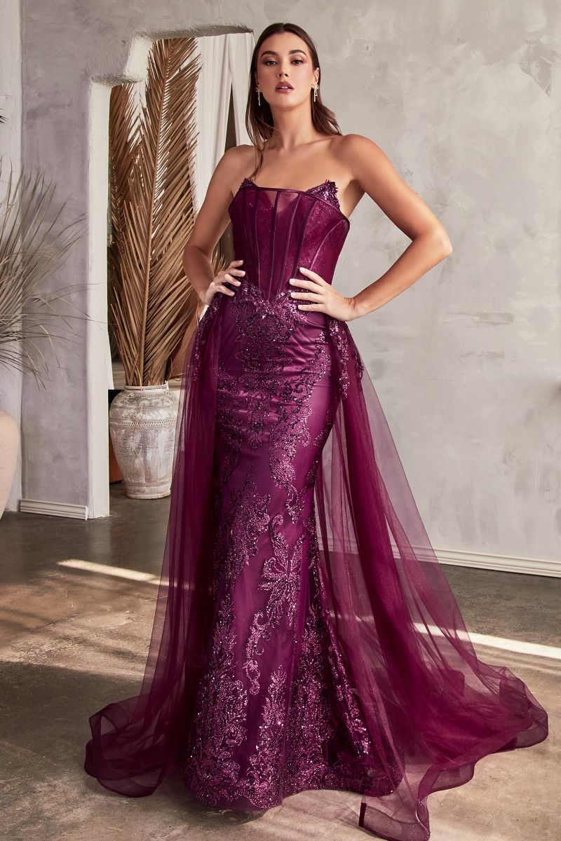 Strapless Glitter Gown With Removable Tulle Overskirt LuxuryLifeWay Online Store