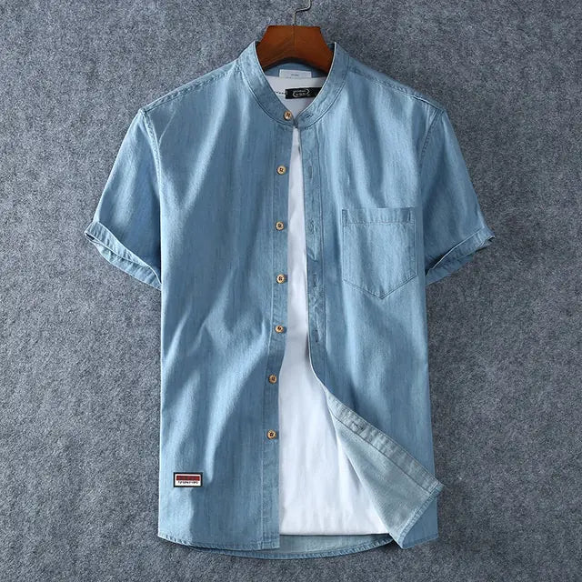 Plus Size Denim Shirt Men