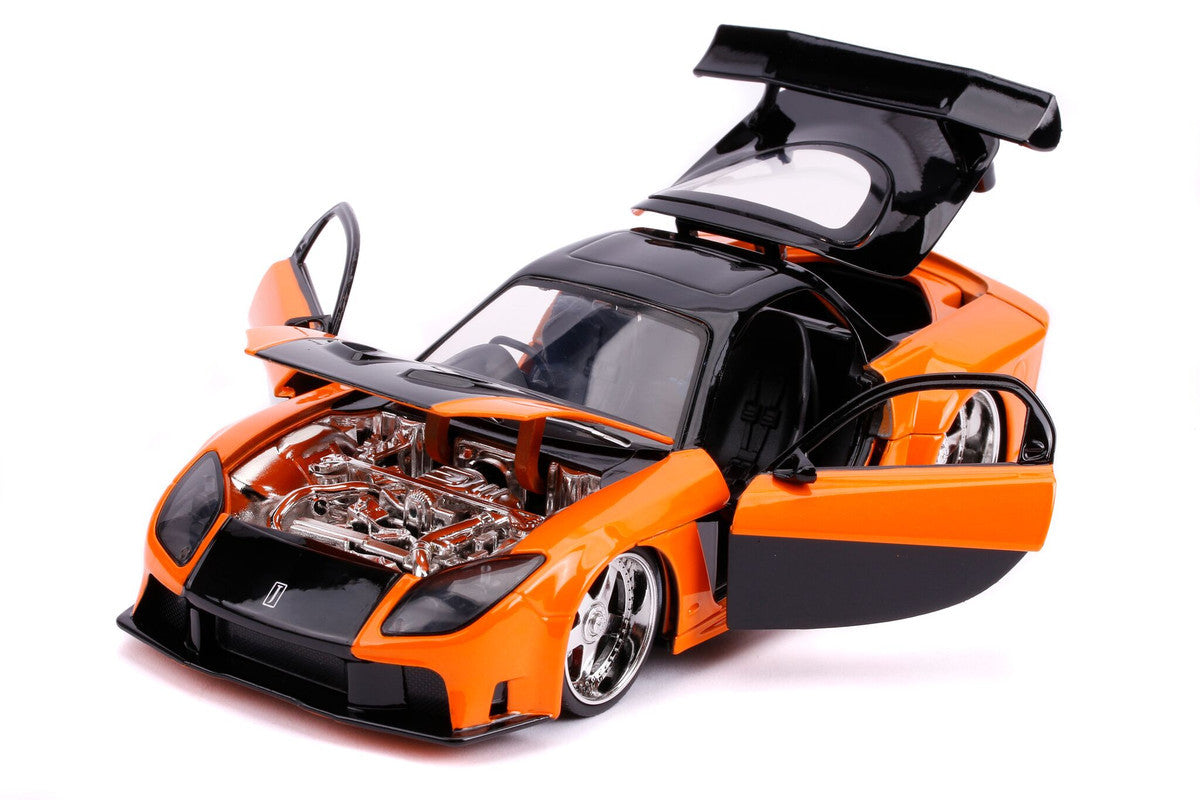Han's Mazda RX-7 RHD (Right Hand Drive) Orange and Black "The Fast and the Furious: Tokyo Drift" (2006) Movie "25 Years of Fast & Furious" Series 1/24 Diecast Model Car by Jada LuxuryLifeWay Online Store