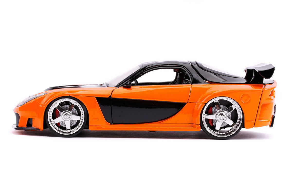 Han's Mazda RX-7 RHD (Right Hand Drive) Orange and Black "The Fast and the Furious: Tokyo Drift" (2006) Movie "25 Years of Fast & Furious" Series 1/24 Diecast Model Car by Jada LuxuryLifeWay Online Store