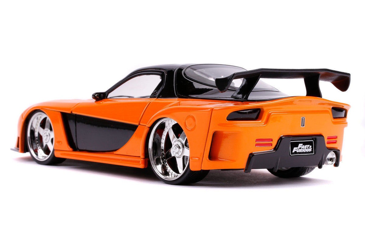 Han's Mazda RX-7 RHD (Right Hand Drive) Orange and Black "The Fast and the Furious: Tokyo Drift" (2006) Movie "25 Years of Fast & Furious" Series 1/24 Diecast Model Car by Jada LuxuryLifeWay Online Store