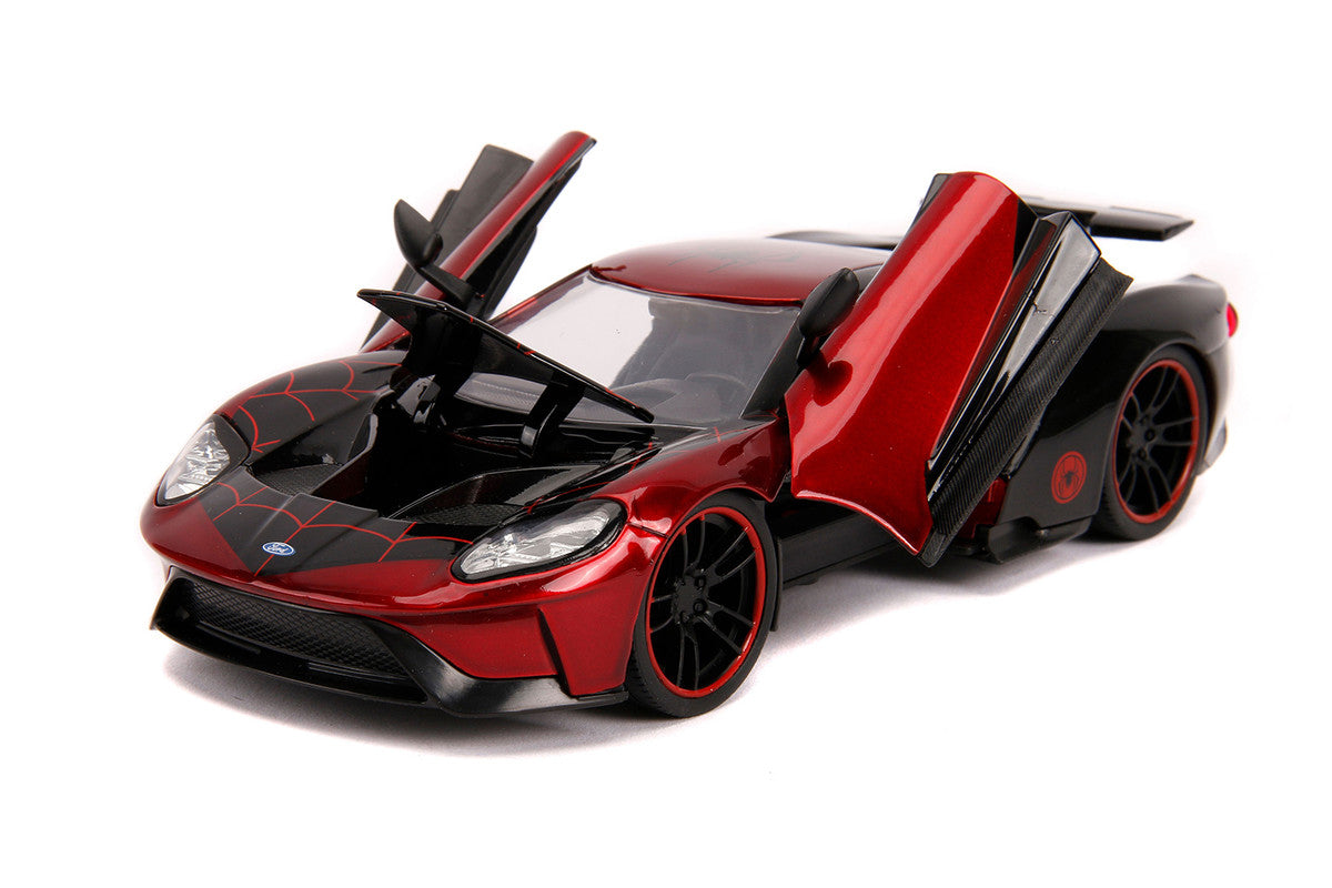 2017 Ford GT with Miles Morales Diecast Figurine "Spider Man" "Marvel" Series 1/24 Diecast Model Car by Jada LuxuryLifeWay Online Store