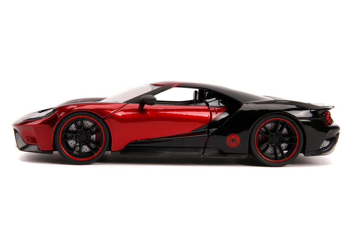 2017 Ford GT with Miles Morales Diecast Figurine "Spider Man" "Marvel" Series 1/24 Diecast Model Car by Jada LuxuryLifeWay Online Store