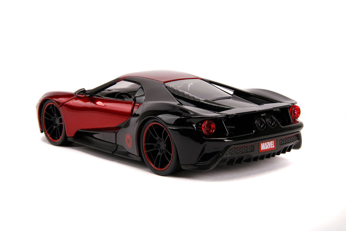 2017 Ford GT with Miles Morales Diecast Figurine "Spider Man" "Marvel" Series 1/24 Diecast Model Car by Jada LuxuryLifeWay Online Store