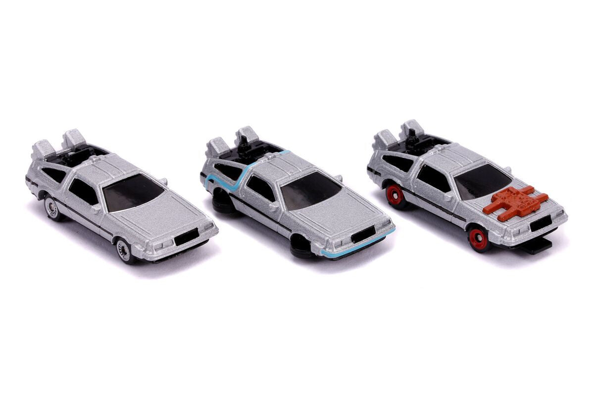 "Back to the Future" Time Machine 3 piece Set "Nano Hollywood Rides" Diecast Model Cars by Jada LuxuryLifeWay Online Store