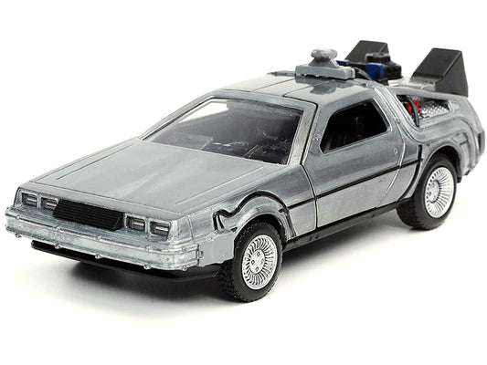 DeLorean DMC (Time Machine) Brushed Metal "Back to the Future Part I" (1985) Movie "Hollywood Rides" Series 1/32 Diecast Model Car by Jada LuxuryLifeWay Online Store