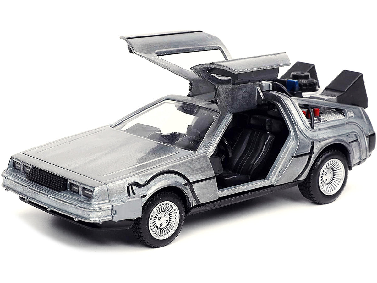 DeLorean DMC (Time Machine) Brushed Metal "Back to the Future Part I" (1985) Movie "Hollywood Rides" Series 1/32 Diecast Model Car by Jada LuxuryLifeWay Online Store