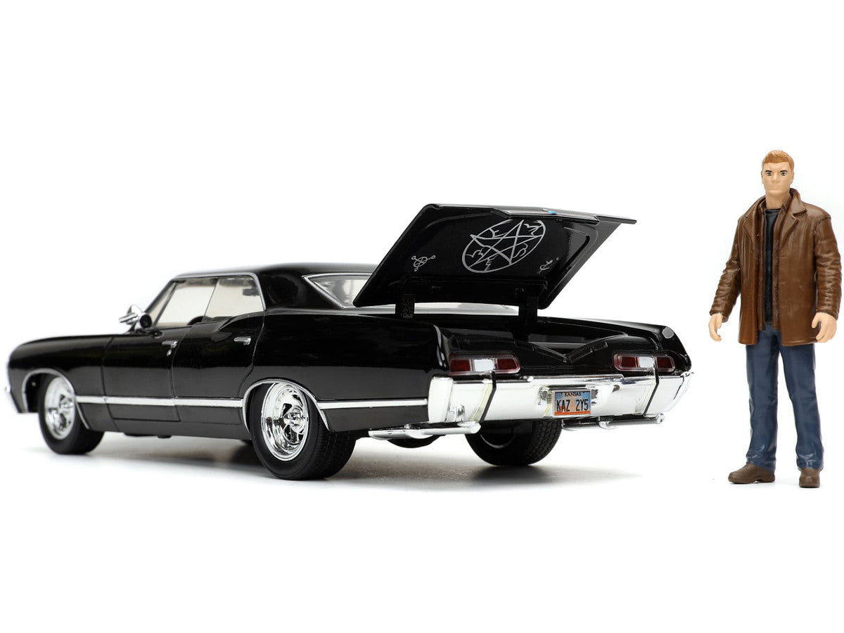 1967 Chevrolet Impala SS Sport Sedan Black and Dean Winchester Diecast Figurine "Supernatural" (2005-2020) TV Series "Hollywood Rides" Series 1/24 Diecast Model Car by Jada LuxuryLifeWay Online Store