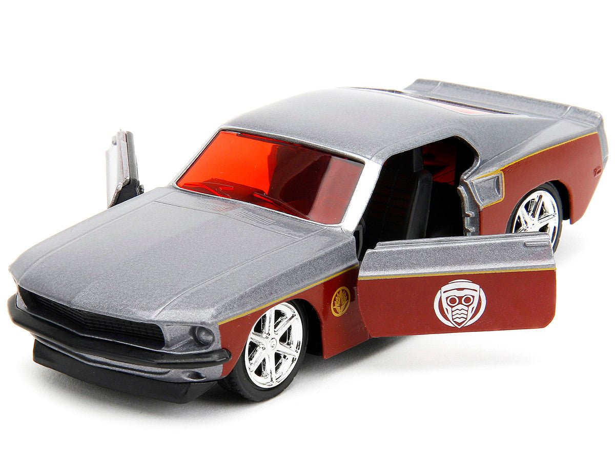 1969 Ford Mustang Silver Metallic and Dark Red and Star Lord Diecast Figure "Marvel Guardians of the Galaxy" "Hollywood Rides" Series 1/32 Diecast Model Car by Jada LuxuryLifeWay Online Store