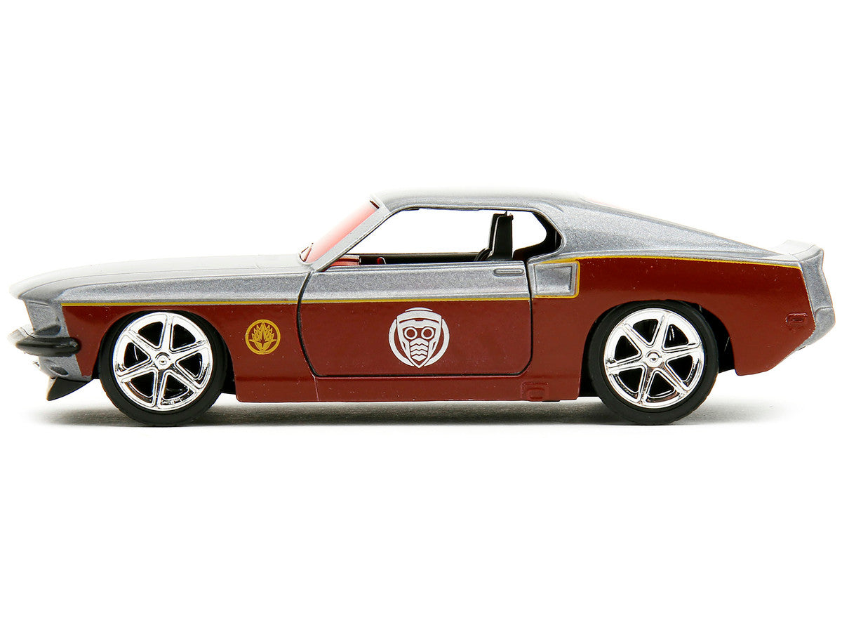 1969 Ford Mustang Silver Metallic and Dark Red and Star Lord Diecast Figure "Marvel Guardians of the Galaxy" "Hollywood Rides" Series 1/32 Diecast Model Car by Jada LuxuryLifeWay Online Store