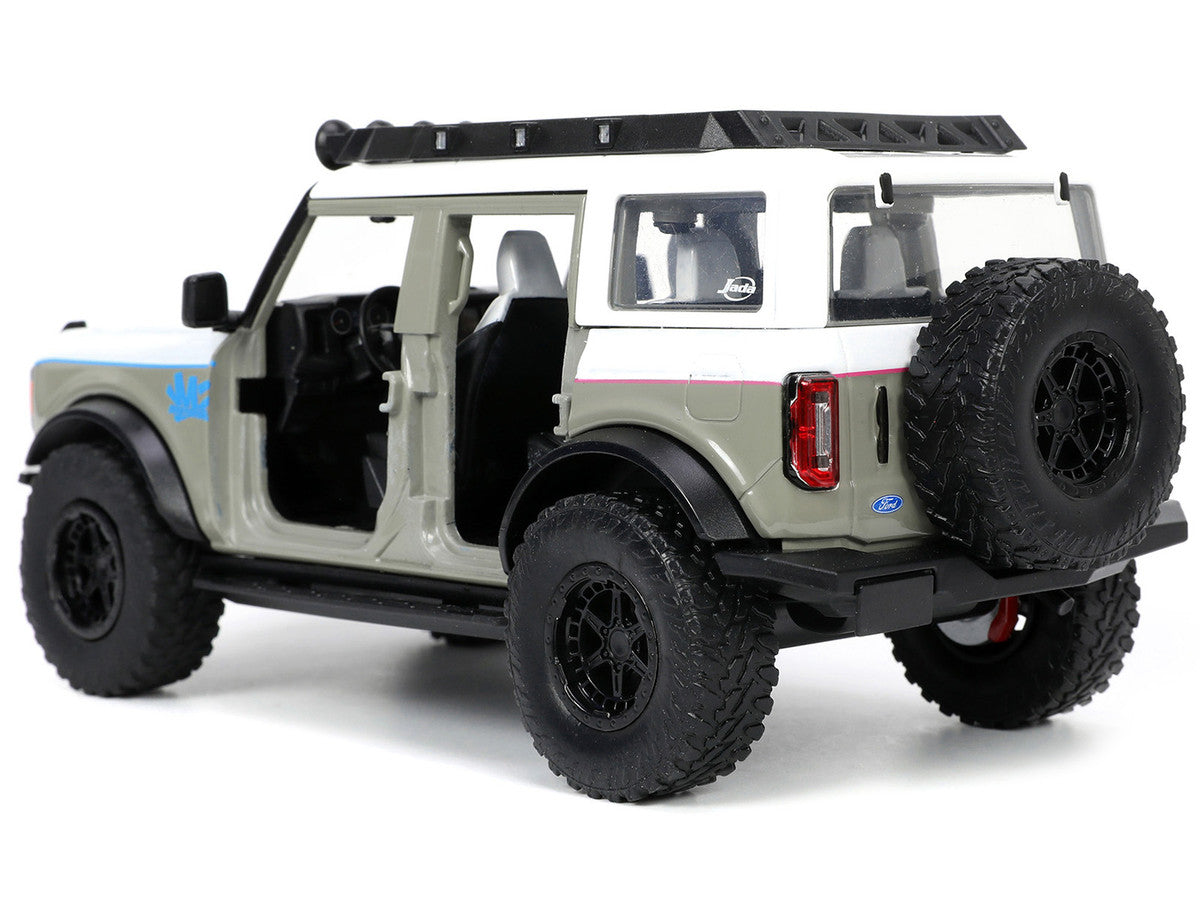 2021 Ford Bronco Gray and White with Matt Black Hood with Roof Rack "M2 Motoring" "Just Trucks" Series 1/24 Diecast Model Car by Jada LuxuryLifeWay Online Store