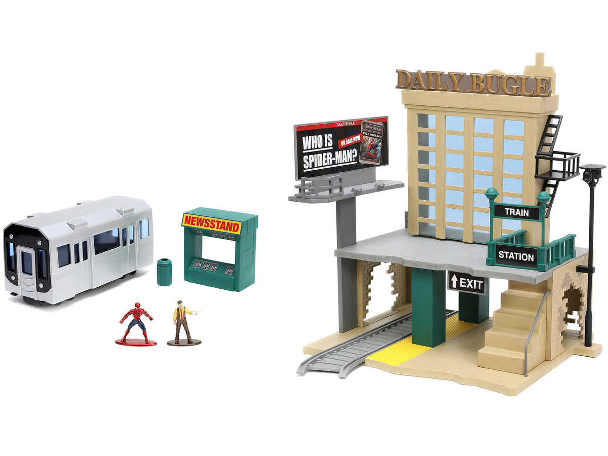 "Daily Bugle" and Subway Diorama Set with Spider-Man and J. Jonah Jameson Diecast Figures "Marvel's Spider-Man" "Nano Scene" Series Models by Jada LuxuryLifeWay Online Store