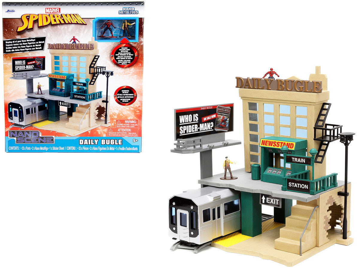 "Daily Bugle" and Subway Diorama Set with Spider-Man and J. Jonah Jameson Diecast Figures "Marvel's Spider-Man" "Nano Scene" Series Models by Jada LuxuryLifeWay Online Store
