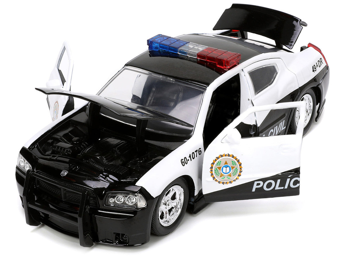 2006 Dodge Charger Police Black and White "Policia Civil" "Fast & Furious" Series 1/24 Diecast Model Car by Jada LuxuryLifeWay Online Store